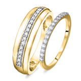 Photo of Piper 3/8 ct tw. Diamond Wedding Band Set 14K Yellow Gold [WB568Y]