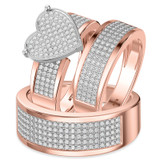 Photo of Valentina 1 ct tw. Diamond Heart Cluster Trio Set 10K Rose Gold [BT418R-C035]