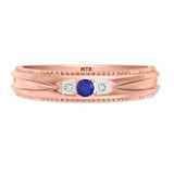 Photo of Magnol 1/8 Carat T.W. Sapphire and Diamond Mens Wedding Band 10K Rose Gold [BT872RM]