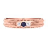 Photo of Magnol 1/8 CT. T.W. Sapphire and Diamond Mens Wedding Band 14K Rose Gold [BT872RM]