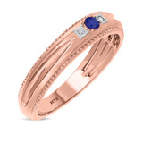 Photo of Magnol 1/8 CT. T.W. Sapphire and Diamond Mens Wedding Band 14K Rose Gold [BT872RM]