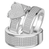 Photo of Valentina 1 ct tw. Diamond Heart Cluster Trio Set 10K White Gold [BT418W-C035]