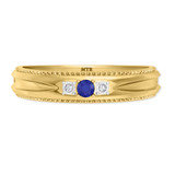 Photo of Magnol 1/8 CT. T.W. Sapphire and Diamond Mens Wedding Band 14K Yellow Gold [BT872YM]