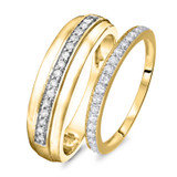 Photo of Demi 3/8 ct tw. Diamond Wedding Band Set 14K Yellow Gold [WB570Y]