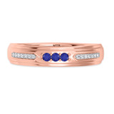 Photo of Diantha 1/5 CT. T.W. Sapphire and Diamond Mens Wedding Band 10K Rose Gold [BT873RM]