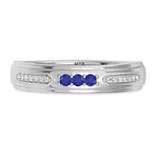 Photo of Diantha 1/5 Carat T.W. Sapphire and Diamond Mens Wedding Band 14K White Gold [BT873WM]