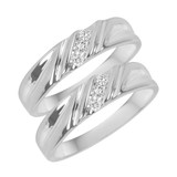 Photo of Cascade 1/10 ct tw. Diamond Same Sex Mens Band Set 10K White Gold [WM508W]