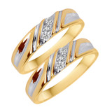 Photo of Cascade 1/10 ct tw. Diamond Same Sex Mens Band Set 10K Yellow Gold [WM508Y]