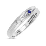 Photo of Irit 1/15 Carat T.W. Sapphire and Diamond Mens Wedding Band 14K White Gold [BT874WM]