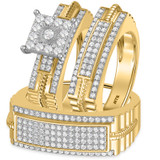 Photo of Maeve 1 1/4 ct tw. Diamond Princess Cluster Trio Set 10K Yellow Gold [BT420Y-C033]