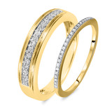 Photo of Jasmine 1/4 ct tw. Diamond Wedding Band Set 10K Yellow Gold [WB573Y]