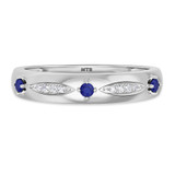 Photo of Mawar 1/5 Carat T.W. Sapphire and Diamond Mens Wedding Band 14K White Gold [BT878WM]