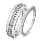 Photo of Blake 1/2 ct tw. Diamond Wedding Band Set 10K White Gold [WB574W]