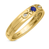 Photo of Garland 1/7 CT. T.W. Sapphire and Diamond Mens Wedding Band 10K Yellow Gold [BT879YM]
