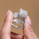 Photo of Jia 1 1/4 ct tw. Diamond Cushion Cluster Trio Set 14K White Gold [BT422W-C029]