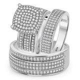 Photo of Jia 1 1/4 ct tw. Diamond Cushion Cluster Trio Set 14K White Gold [BT422W-C029]