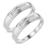 Photo of Boundless 1/7 ct tw. Diamond Same Sex Mens Band Set 10K White Gold [WM518W]