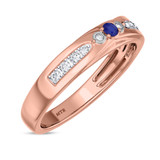 Photo of Hana 1/6 CT. T.W. Sapphire and Diamond Mens Wedding Band 10K Rose Gold [BT880RM]