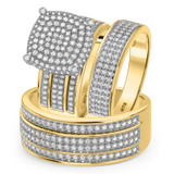 Photo of Jia 1 1/4 ct tw. Diamond Cushion Cluster Trio Set 10K Yellow Gold [BT422Y-C029]