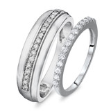Photo of Olivia 1/2 ct tw. Diamond His and Hers Matching Wedding Band Set 10K White Gold [WB575W]