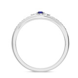 Photo of Hana 1/6 CT. T.W. Sapphire and Diamond Mens Wedding Band 10K White Gold [BT880WM]