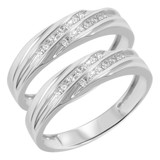 Photo of Adalyn 1/6 ct tw. Diamond Same Sex Mens Band Set 10K White Gold [WM519W]