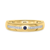 Photo of Evanthe 1/7 Carat T.W. Sapphire and Diamond Mens Wedding Band 14K Yellow Gold [BT891YM]