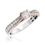Photo of Forever 2/3 ct tw. Diamond Round Solitaire Engagement Ring 14K White Gold [BT448WE-R038]