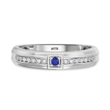 Photo of Holly 1/5 CT. T.W. Sapphire and Diamond Mens Wedding Band 10K White Gold [BT892WM]