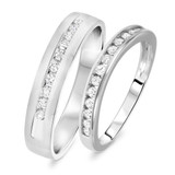 Photo of Malia 1/2 ct tw. Diamond Wedding Band Set 14K White Gold [WB578W]