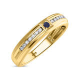 Photo of Holly 1/5 Carat T.W. Sapphire and Diamond Mens Wedding Band 14K Yellow Gold [BT892YM]