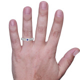Photo of Erica 1/7 CT. T.W. Sapphire and Diamond Mens Wedding Band 14K White Gold [BT893WM] [HT]