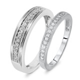 Photo of Enchanted 1/4 ct tw. Diamond Wedding Band Set 14K White Gold [WB579W]