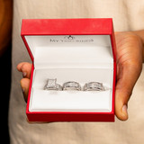 Photo of Amity 1 1/4 ct tw. Diamond Princess Cluster Trio Set 10K White Gold [BT425W-C028]