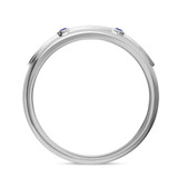 Photo of Lone 1/7 Carat T.W. Sapphire and Diamond Mens Wedding Band 10K White Gold [BT894WM]