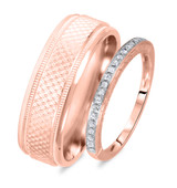 Photo of Allure 1/8 ct tw. Diamond Wedding Band Set 14K Rose Gold [WB580R]