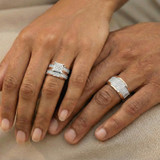 Photo of Affy 1 1/4 ct tw. Diamond Princess Cluster Trio Set 10K Rose Gold [BT426R-C028]