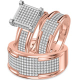 Photo of Affy 1 1/4 ct tw. Diamond Princess Cluster Trio Set 14K Rose Gold [BT426R-C028]