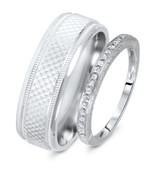 Photo of Allure 1/8 ct tw. Diamond Wedding Band Set 14K White Gold [WB580W]