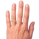 Photo of Lone 1/7 CT. T.W. Sapphire and Diamond Mens Wedding Band 14K Yellow Gold [BT894YM] [HT-2]