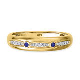 Photo of Lone 1/7 CT. T.W. Sapphire and Diamond Mens Wedding Band 14K Yellow Gold [BT894YM]