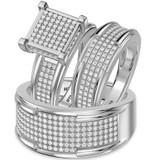 Photo of Affy 1 1/4 ct tw. Diamond Princess Cluster Trio Set 14K White Gold [BT426W-C028]