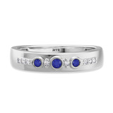 Photo of Kana 1/5 CT. T.W. Sapphire and Diamond Mens Wedding Band 14K White Gold [BT895WM]