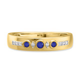 Photo of Kana 1/5 CT. T.W. Sapphire and Diamond Mens Wedding Band 14K Yellow Gold [BT895YM]