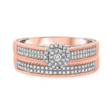 Photo of Affiance 1/3 Carat T.W. Diamond Fancy Cluster Bridal Set 14K Rose Gold [BR449R-C000]