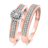 Photo of Affiance 1/3 Carat T.W. Diamond Fancy Cluster Bridal Set 14K Rose Gold [BR449R-C000]