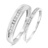 Photo of Culverette 1/4 ct tw. Diamond Wedding Band Set 14K White Gold [WB584W]