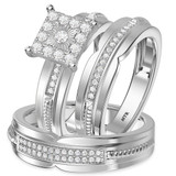 Photo of Harmonee 1/2 ct tw. Diamond Princess Cluster Trio Set 14K White Gold [BT428W-C033]