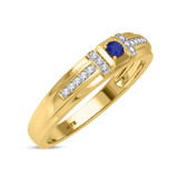 Photo of Bryony 1/5 CT. T.W. Sapphire and Diamond Mens Wedding Band 14K Yellow Gold [BT897YM]