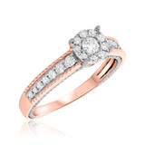 Photo of Blushing 1/2 ct tw. Diamond Round Cluster Engagement Ring 10K Rose Gold [BT454RE-C000]